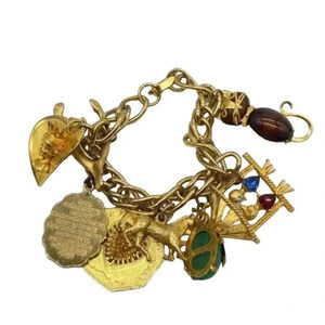 Serenity Prayer Gold Tone Vintage Charm‎ Bracelet